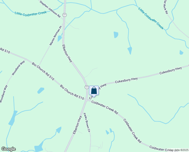 map of restaurants, bars, coffee shops, grocery stores, and more near 6523 Elberton Highway in Dewy Rose
