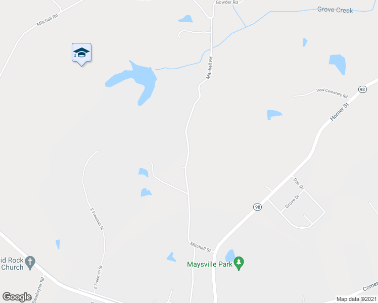 map of restaurants, bars, coffee shops, grocery stores, and more near 350 Mitchell Road in Maysville