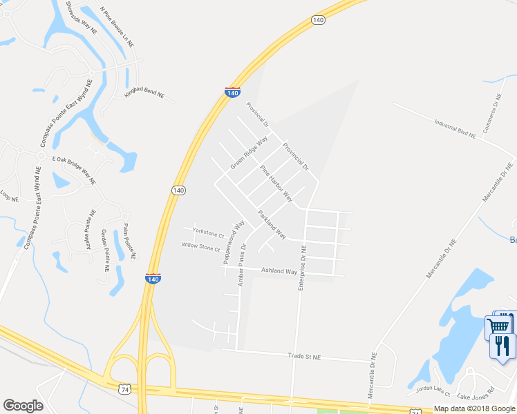 map of restaurants, bars, coffee shops, grocery stores, and more near 1807 Olive Pine Way in Leland