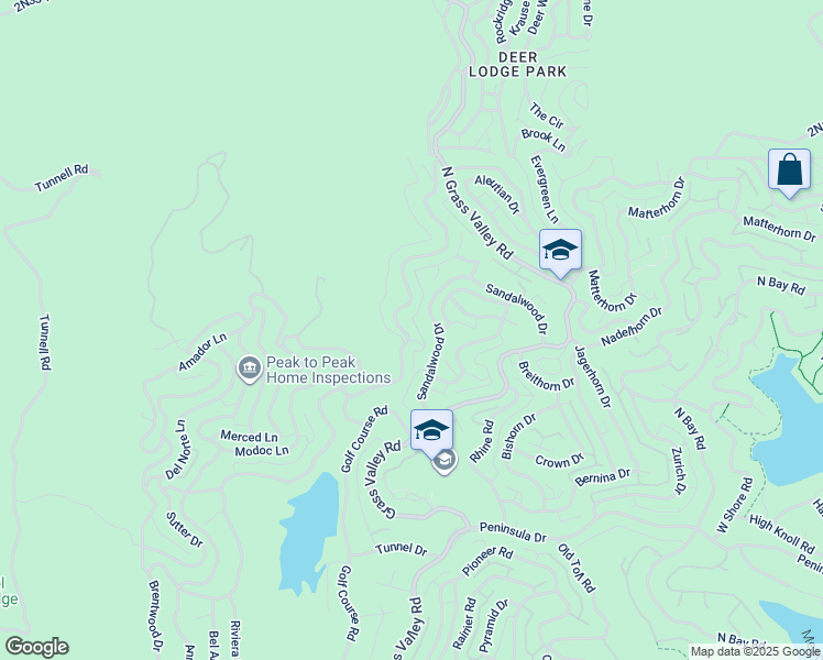 map of restaurants, bars, coffee shops, grocery stores, and more near 2 Brentwood Drive in Lake Arrowhead