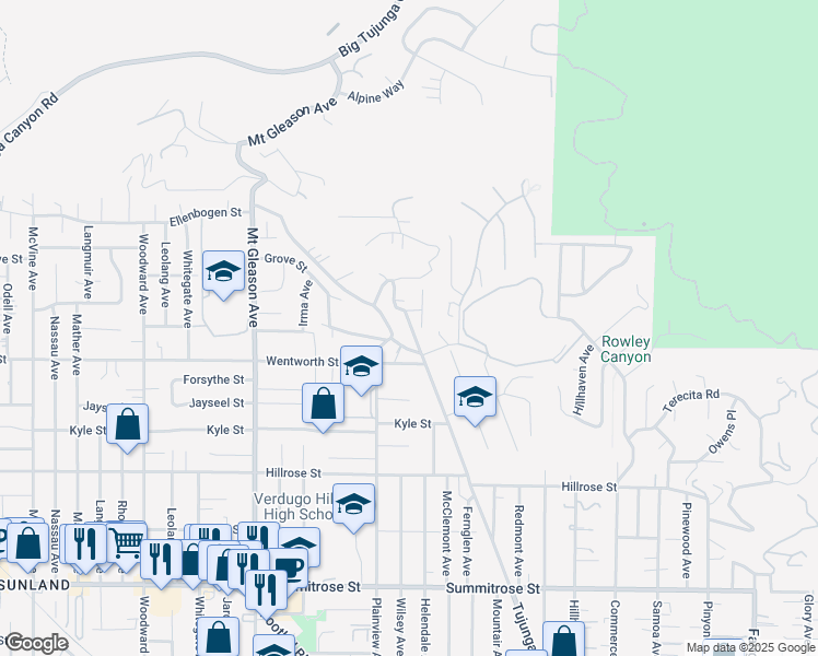 map of restaurants, bars, coffee shops, grocery stores, and more near 10941 Cardamine Place in Los Angeles