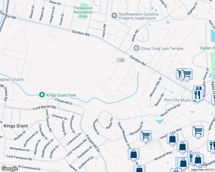 map of restaurants, bars, coffee shops, grocery stores, and more near 6009 Karen Lane in Wilmington