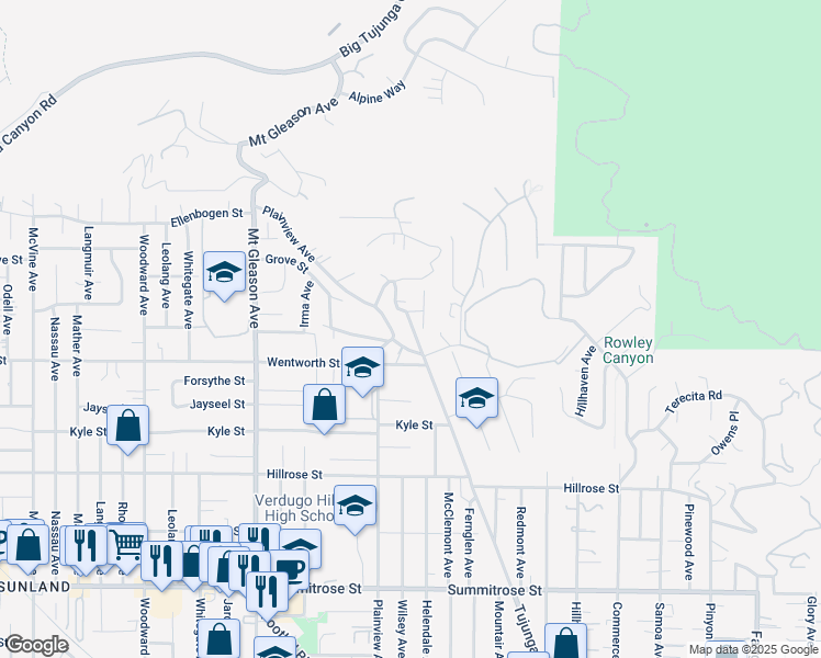 map of restaurants, bars, coffee shops, grocery stores, and more near 10941 Cardamine Place in Los Angeles