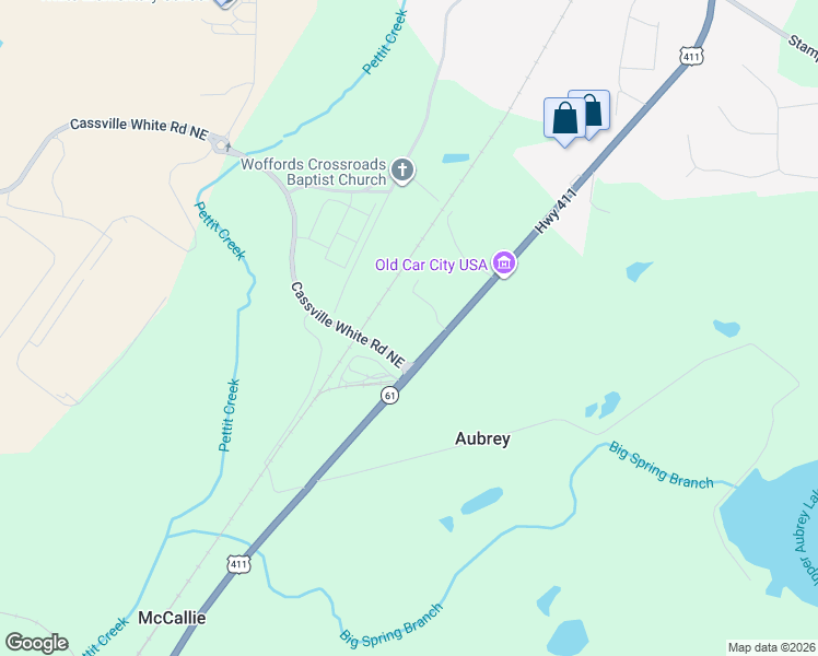 map of restaurants, bars, coffee shops, grocery stores, and more near 3003 U.S. 411 in White