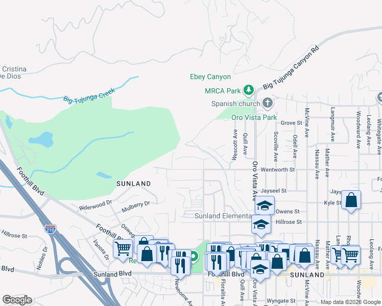 map of restaurants, bars, coffee shops, grocery stores, and more near 8633 Le Berthon Street in Los Angeles