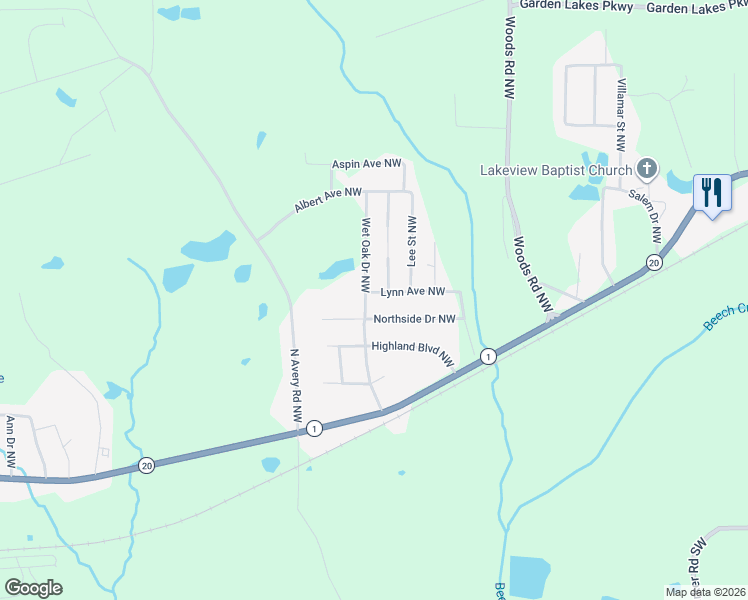 map of restaurants, bars, coffee shops, grocery stores, and more near 22 Northside Drive Northwest in Rome