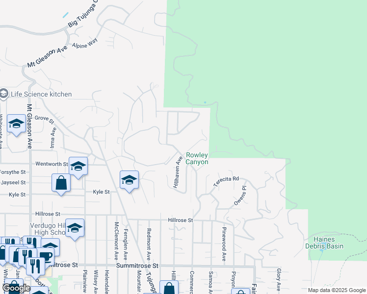 map of restaurants, bars, coffee shops, grocery stores, and more near 10917 Hillhaven Avenue in Los Angeles