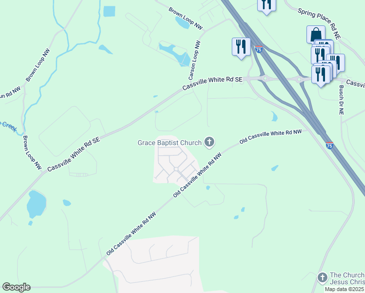 map of restaurants, bars, coffee shops, grocery stores, and more near 42 Howard Avenue in Cartersville