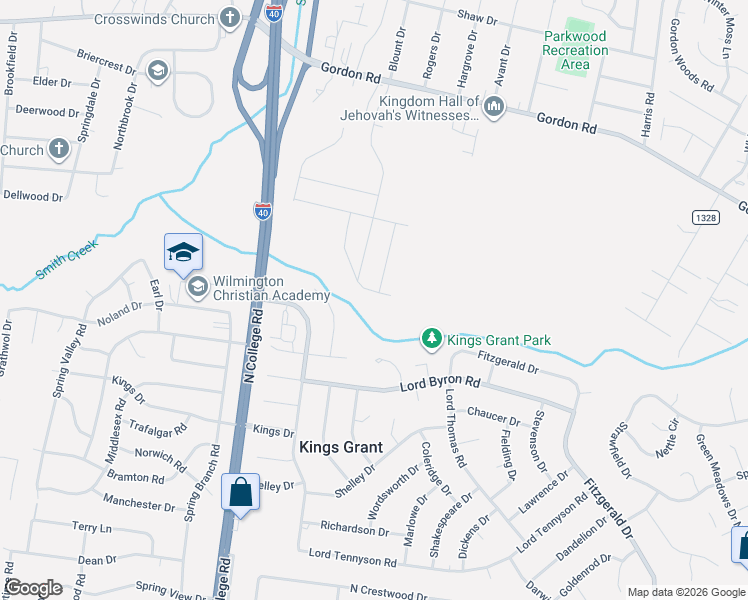 map of restaurants, bars, coffee shops, grocery stores, and more near 4718 Gordon Rd in Wilmington