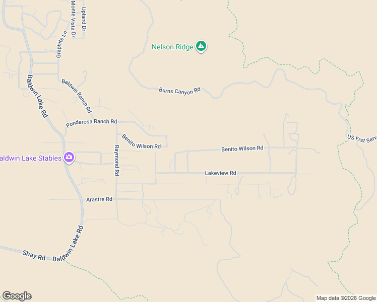 map of restaurants, bars, coffee shops, grocery stores, and more near Lakeview Drive in Big Bear