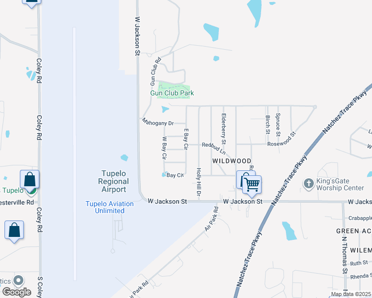 map of restaurants, bars, coffee shops, grocery stores, and more near 830 East Bay Circle in Tupelo