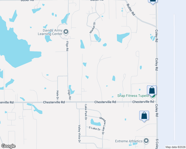 map of restaurants, bars, coffee shops, grocery stores, and more near 1-741 Cottonwood Lane in Tupelo