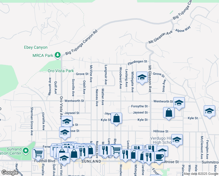 map of restaurants, bars, coffee shops, grocery stores, and more near 8048 Graystone Street in Los Angeles