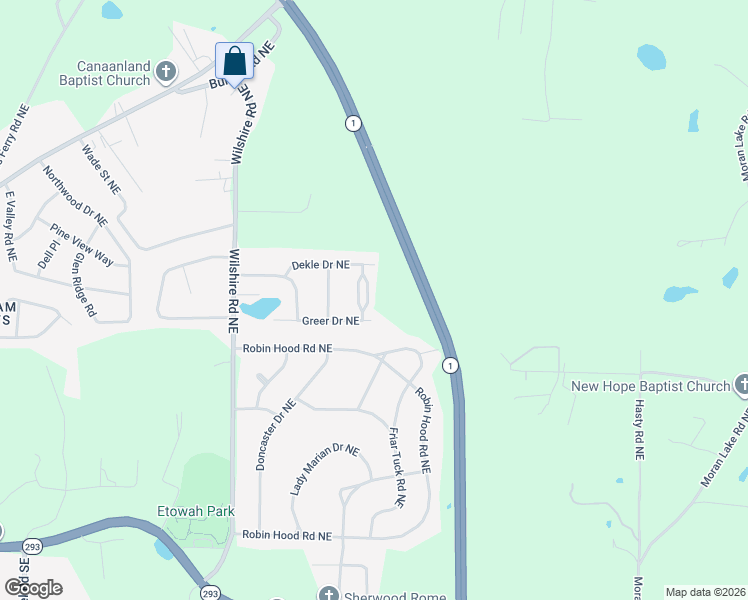 map of restaurants, bars, coffee shops, grocery stores, and more near 14 Tahlequah Street Northeast in Rome