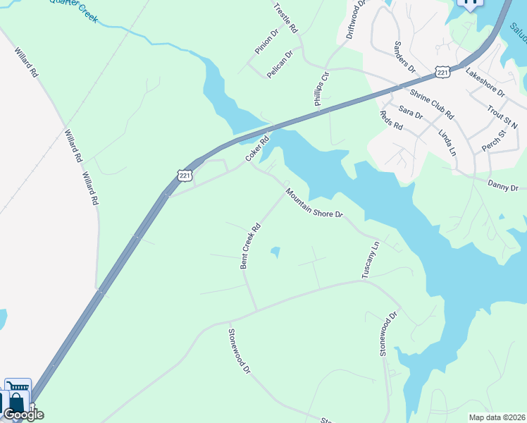 map of restaurants, bars, coffee shops, grocery stores, and more near 405 Bent Creek Road in Greenwood