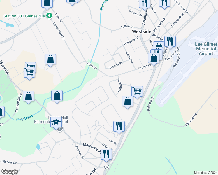 map of restaurants, bars, coffee shops, grocery stores, and more near 1146 Villa Clara Way in Gainesville