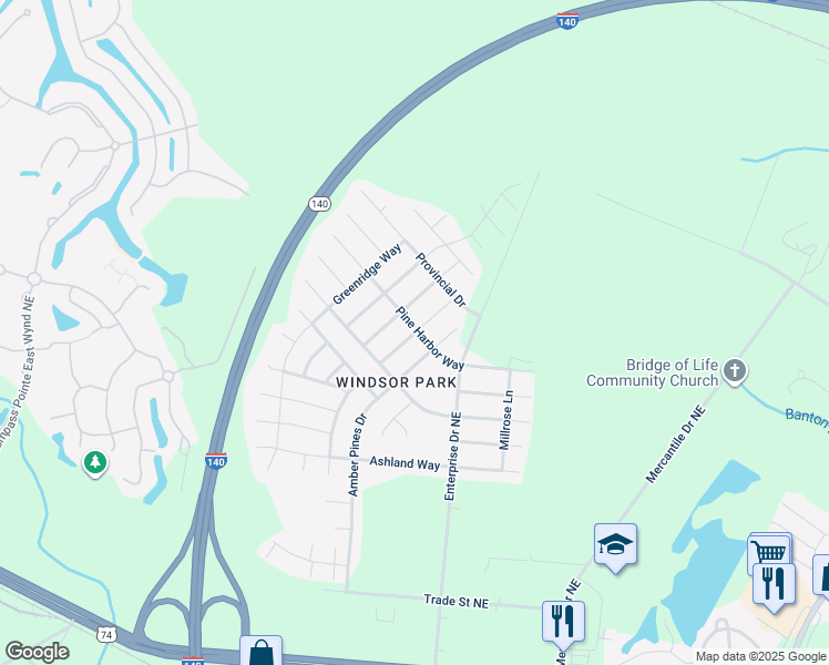 map of restaurants, bars, coffee shops, grocery stores, and more near 1849 Olive Pine Way in Leland