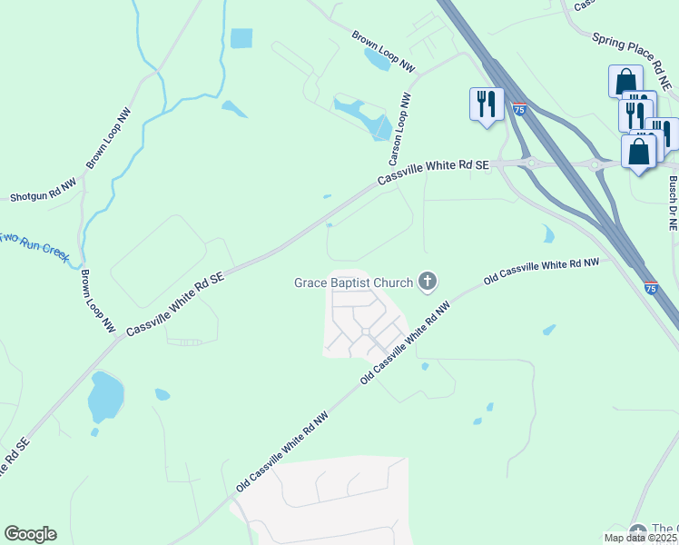 map of restaurants, bars, coffee shops, grocery stores, and more near 70 Howard Avenue in Cartersville