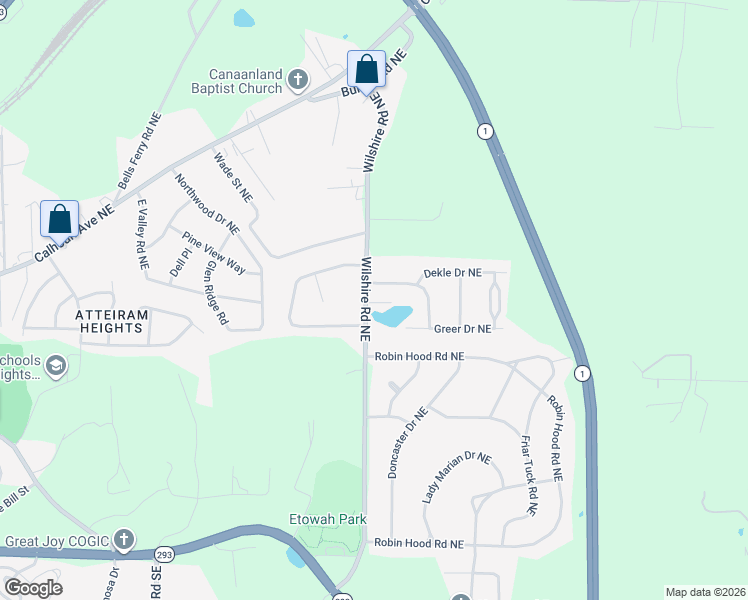map of restaurants, bars, coffee shops, grocery stores, and more near 236 Wilshire Road Northeast in Rome