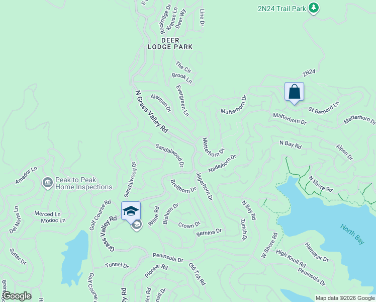 map of restaurants, bars, coffee shops, grocery stores, and more near in Lake Arrowhead