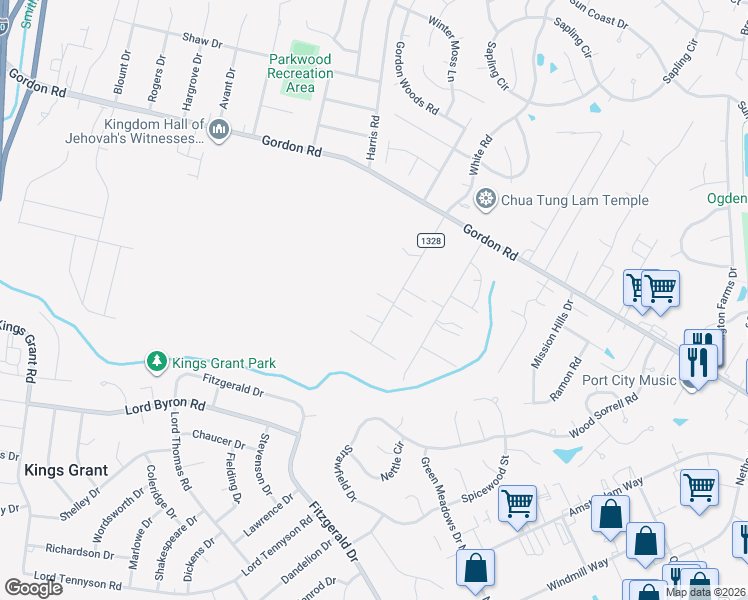 map of restaurants, bars, coffee shops, grocery stores, and more near 1621 White Road in Wilmington