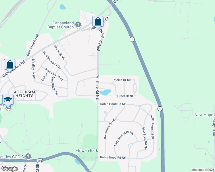 map of restaurants, bars, coffee shops, grocery stores, and more near 12 Lakemoore Drive Northeast in Rome