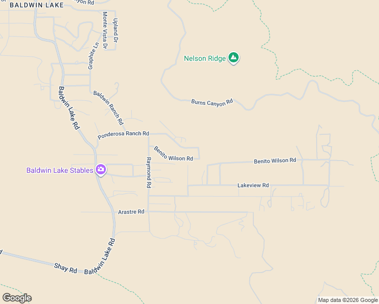 map of restaurants, bars, coffee shops, grocery stores, and more near 40285 Ponderosa Ranch Road in Big Bear