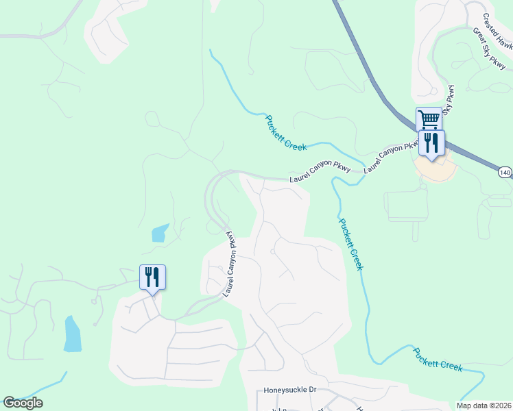 map of restaurants, bars, coffee shops, grocery stores, and more near 106 Laurel Canyon Trail in Canton