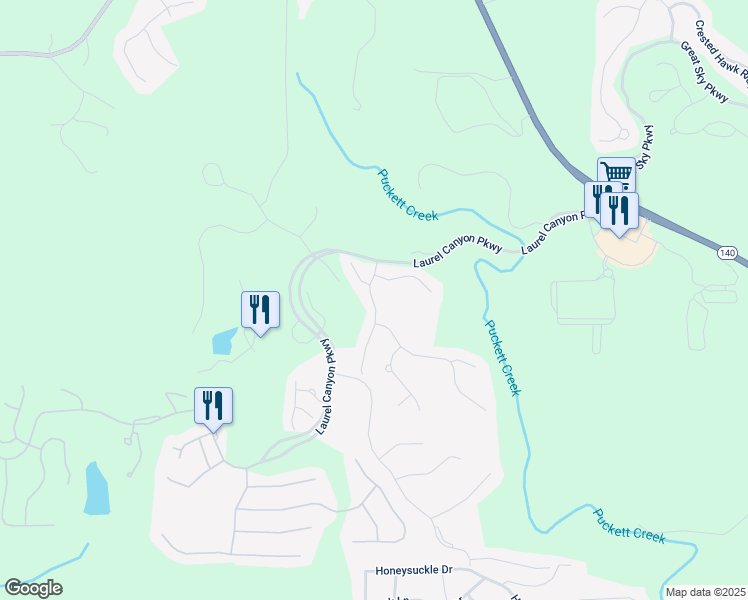 map of restaurants, bars, coffee shops, grocery stores, and more near 107 Laurel Canyon Parkway in Canton