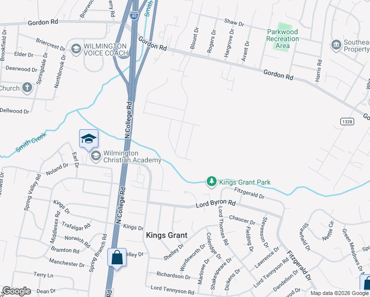 map of restaurants, bars, coffee shops, grocery stores, and more near 4718 Gordon Rd in Wilmington
