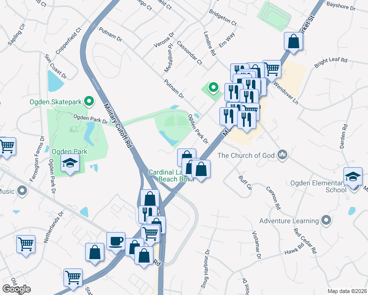 map of restaurants, bars, coffee shops, grocery stores, and more near 7037 Ruth Avenue in Wilmington