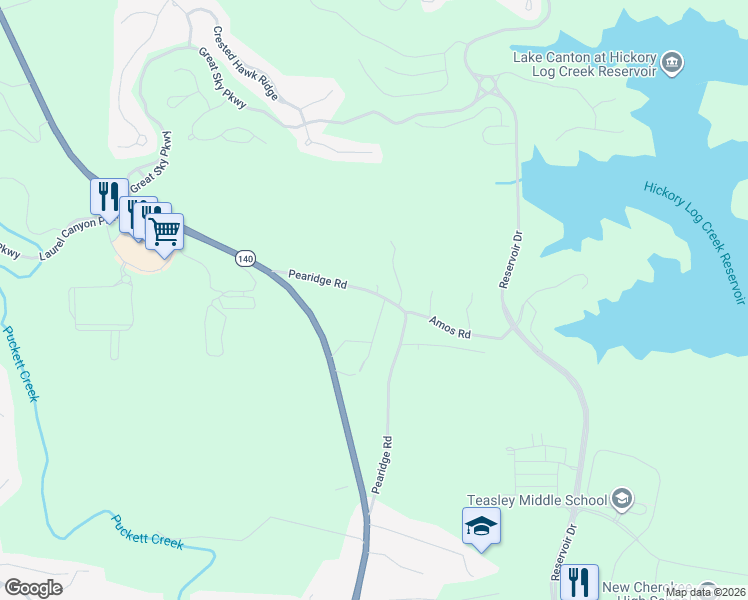 map of restaurants, bars, coffee shops, grocery stores, and more near 61 Pearidge Lane in Canton
