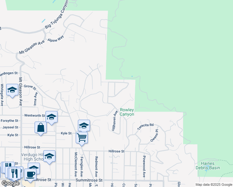 map of restaurants, bars, coffee shops, grocery stores, and more near 7209 Dos Rios Drive in Los Angeles