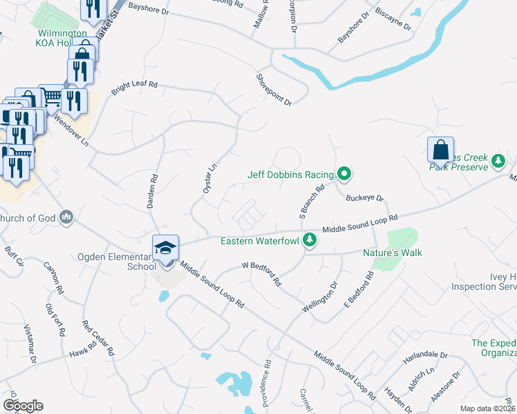 map of restaurants, bars, coffee shops, grocery stores, and more near 7216 Twin Ash Court in Wilmington