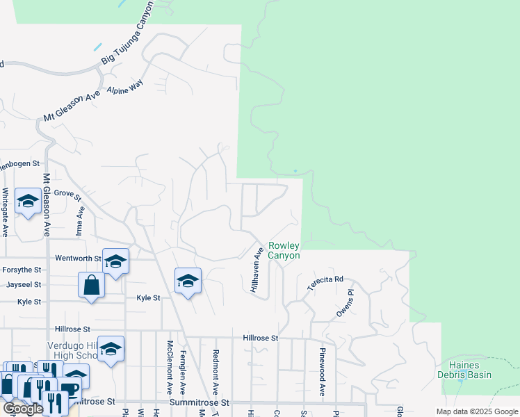 map of restaurants, bars, coffee shops, grocery stores, and more near 7209 Dos Rios Drive in Los Angeles