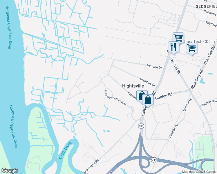map of restaurants, bars, coffee shops, grocery stores, and more near 1035 Tidal Lane in Wilmington