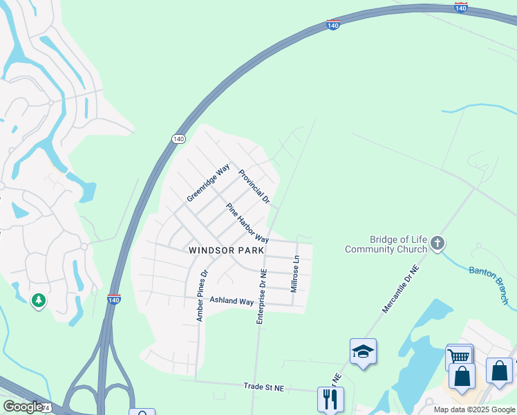 map of restaurants, bars, coffee shops, grocery stores, and more near 1844 Olive Pine Way in Leland
