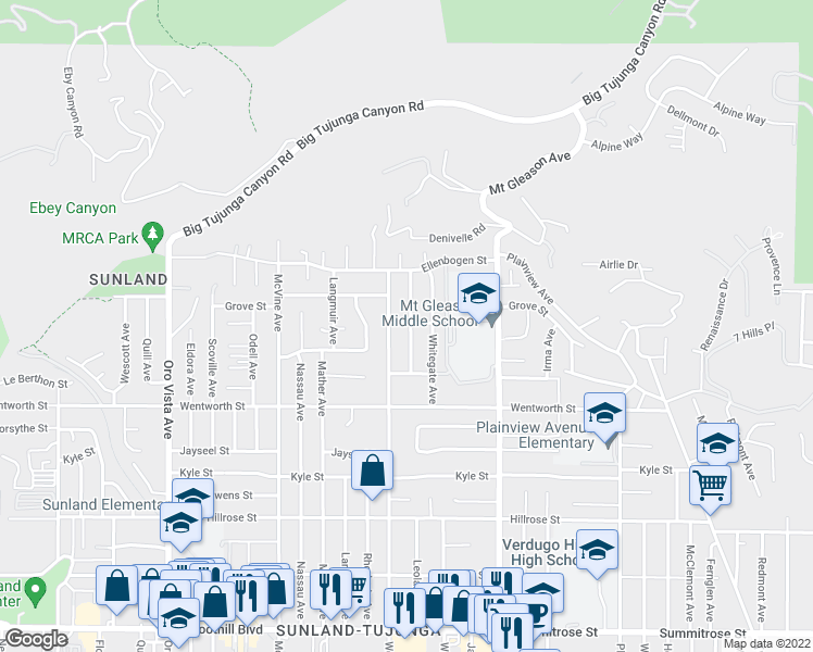 map of restaurants, bars, coffee shops, grocery stores, and more near 11029 Leolang Avenue in Los Angeles