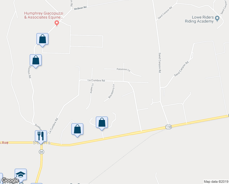map of restaurants, bars, coffee shops, grocery stores, and more near 4278 Blackberry Lane in Somis