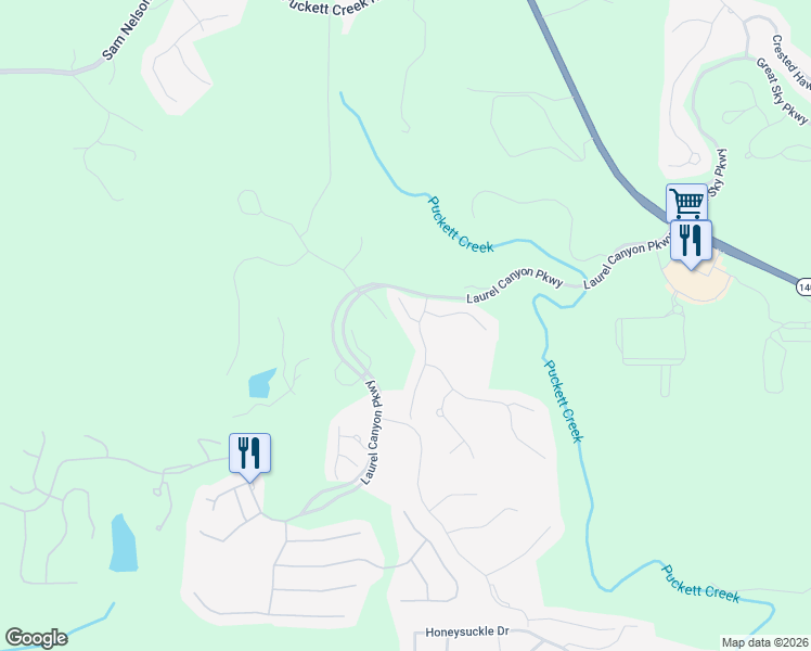 map of restaurants, bars, coffee shops, grocery stores, and more near 106 Laurel Canyon Trail in Canton