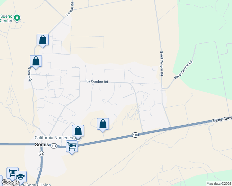 map of restaurants, bars, coffee shops, grocery stores, and more near 4278 Blackberry Lane in Somis