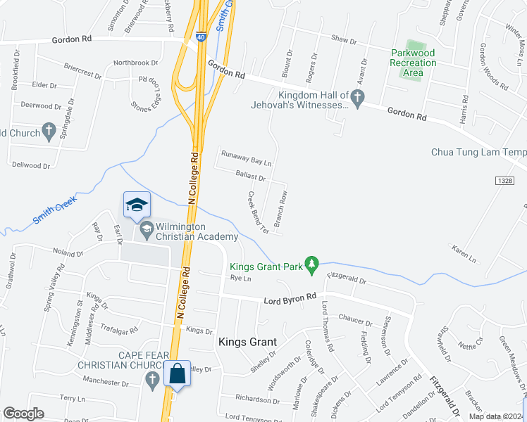 map of restaurants, bars, coffee shops, grocery stores, and more near 1416 Lewis Landing Avenue in Wilmington