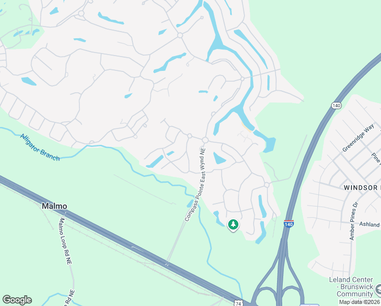 map of restaurants, bars, coffee shops, grocery stores, and more near 2310 Sedgewren Loop Northeast in Leland
