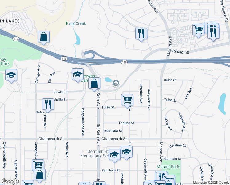 map of restaurants, bars, coffee shops, grocery stores, and more near 20815 Oklahoma Avenue in Los Angeles