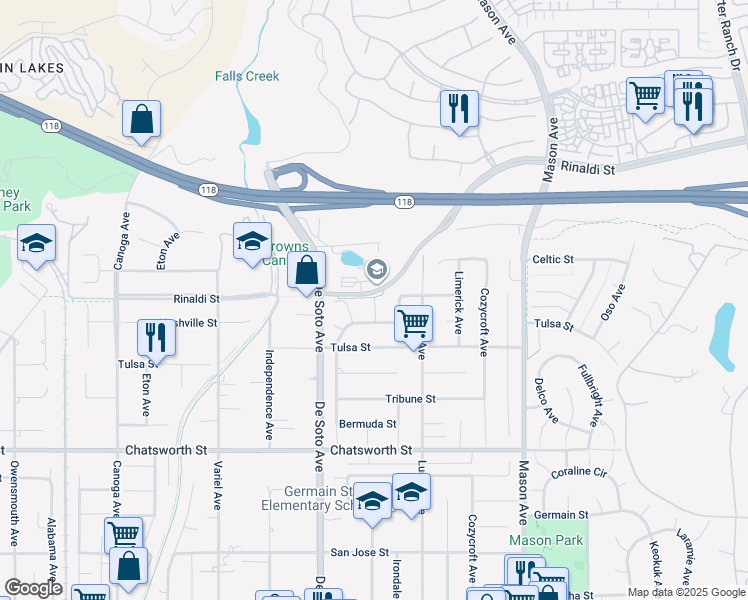 map of restaurants, bars, coffee shops, grocery stores, and more near 20809 Oklahoma Avenue in Los Angeles