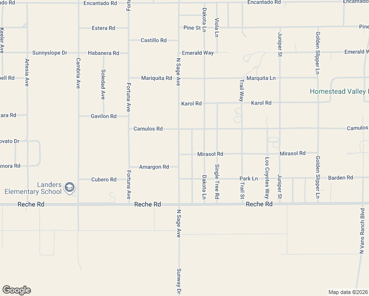 map of restaurants, bars, coffee shops, grocery stores, and more near 1144 Single Tree Road in Yucca Valley