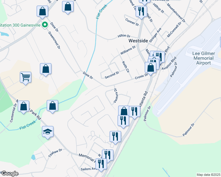 map of restaurants, bars, coffee shops, grocery stores, and more near 1110 Villa Clara Way in Gainesville