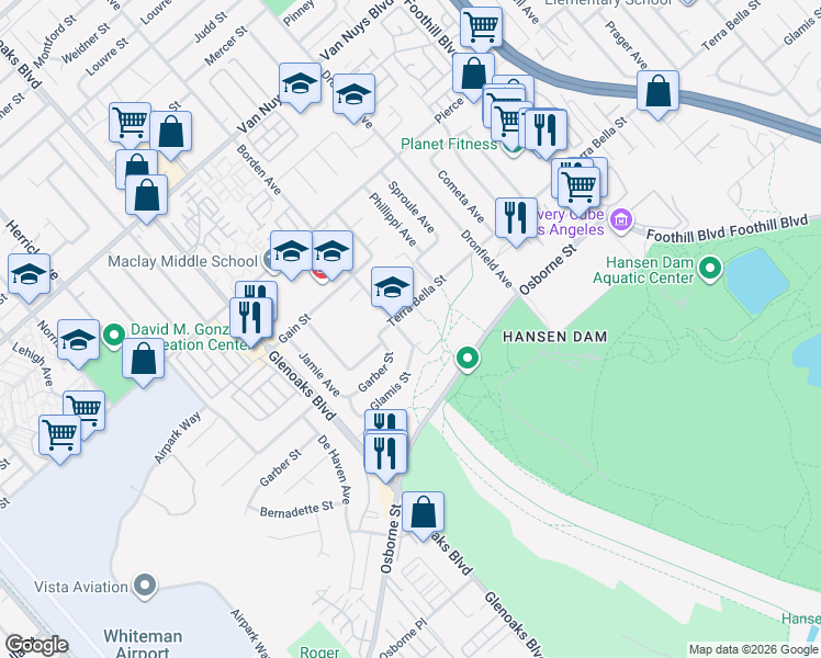 map of restaurants, bars, coffee shops, grocery stores, and more near 11010 Borden Avenue in Los Angeles