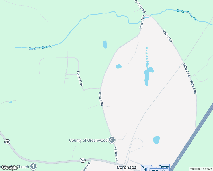 map of restaurants, bars, coffee shops, grocery stores, and more near 416 Willard Road in Greenwood