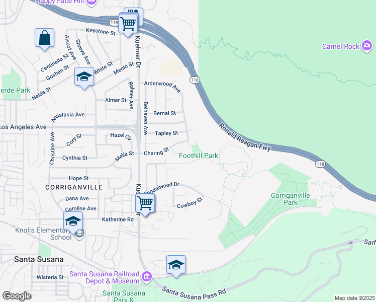 map of restaurants, bars, coffee shops, grocery stores, and more near 1839 Ardenwood Avenue in Simi Valley